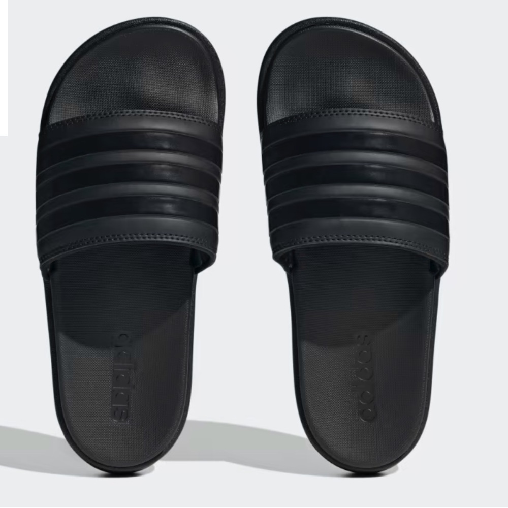 Like new Women’s adidas triple black ADILETTE PLATFORM SLIDES - Picture 3 of 7